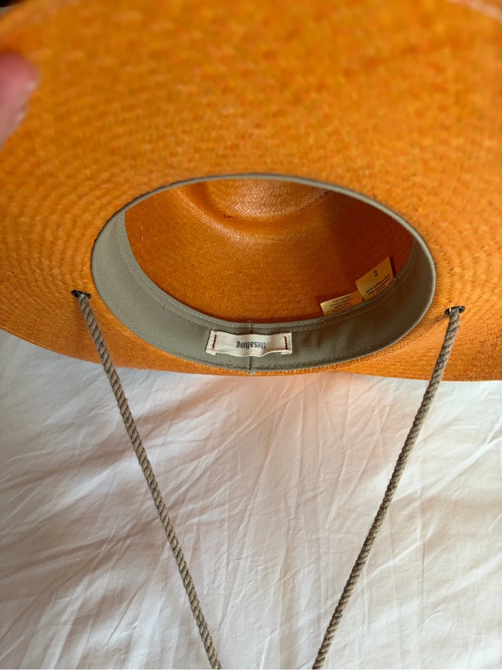 Women's Orange Wide-Brim Straw Hat with Chin Cord